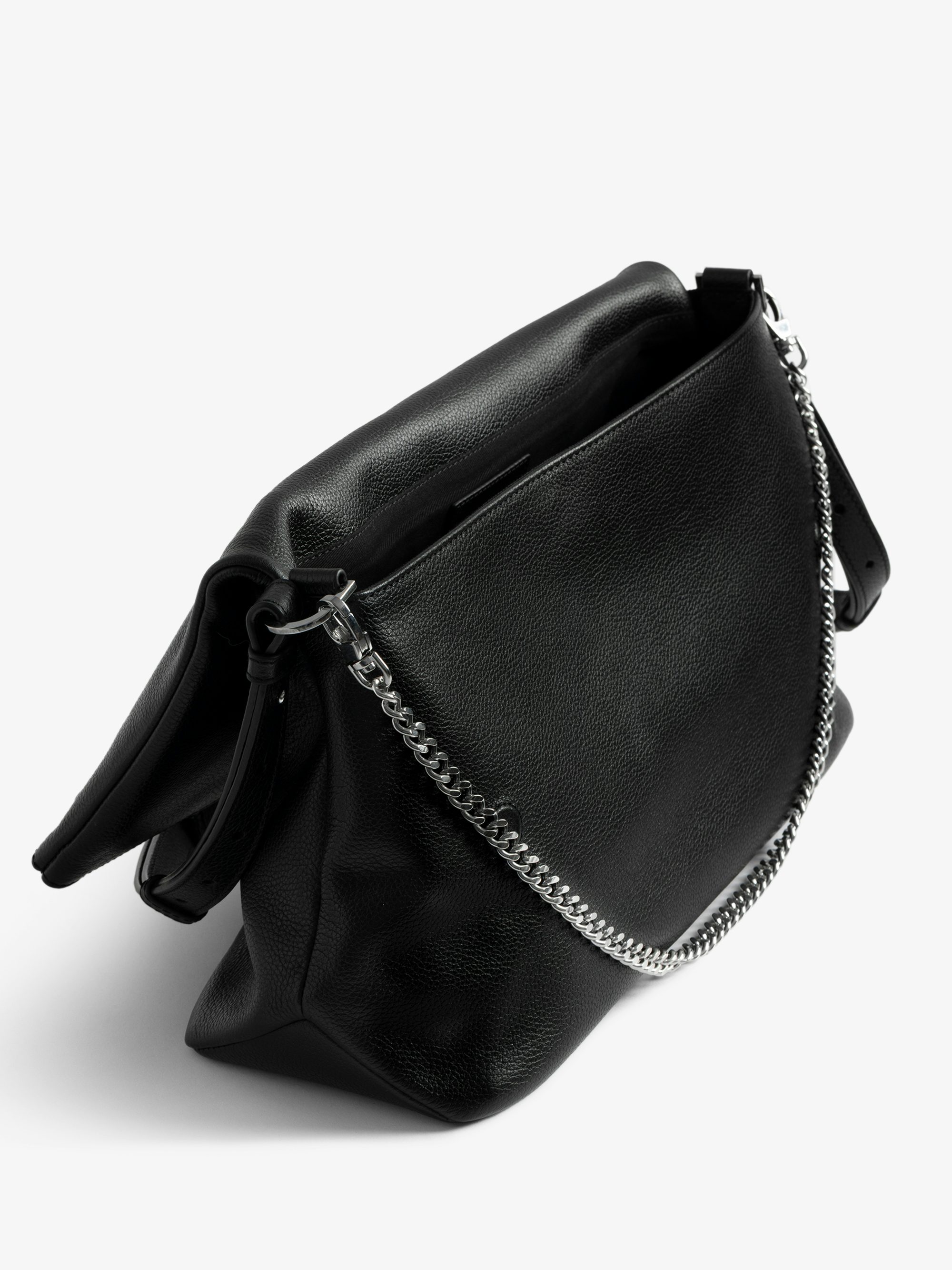 Rocky XL Bag - Grained leather shoulder bag with chain and signature wings.